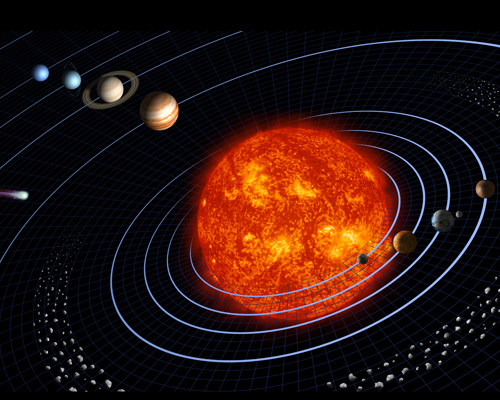 Artist's diagram of the planets in our solar system